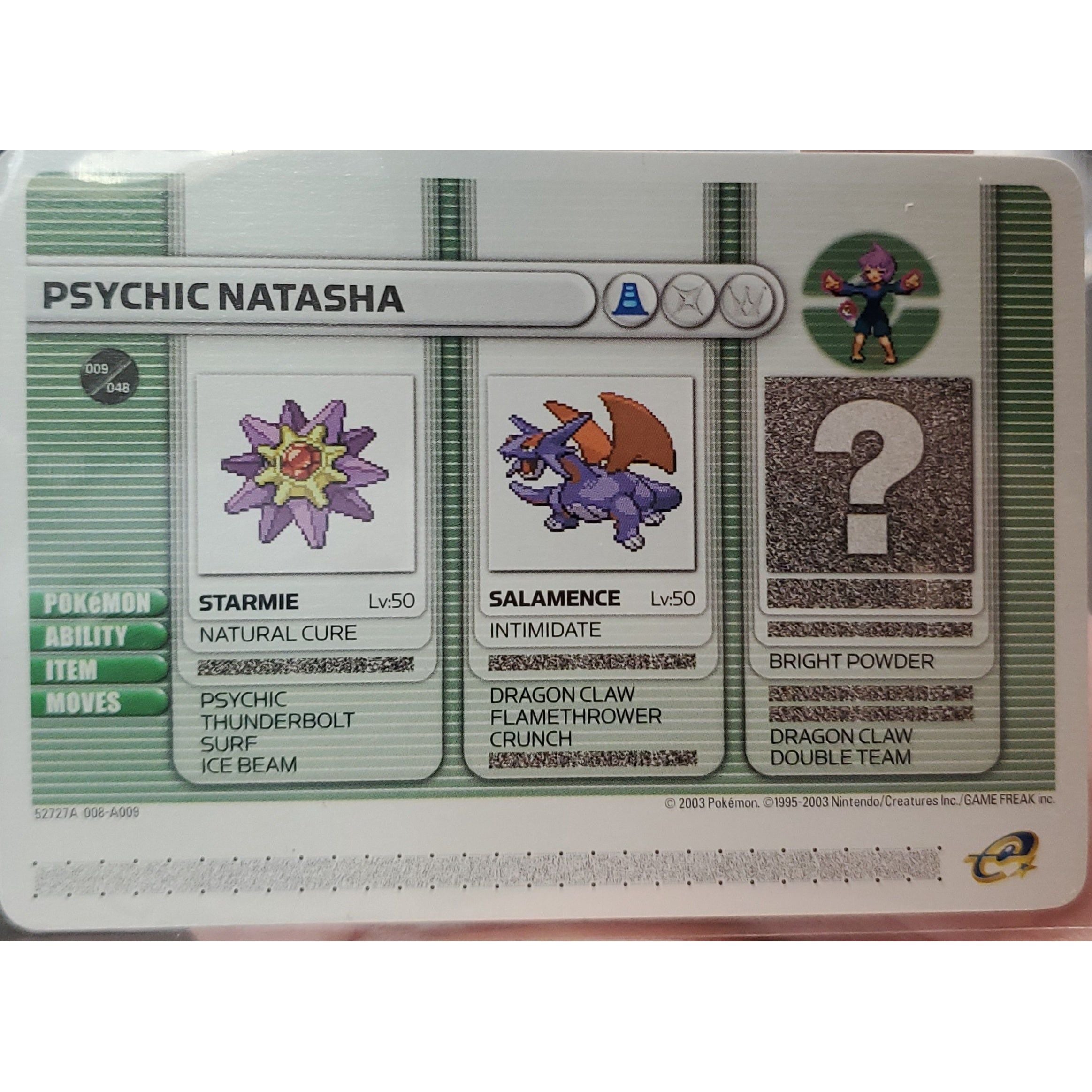 GBA - Pokemon Battle Card - Psychic Natasha