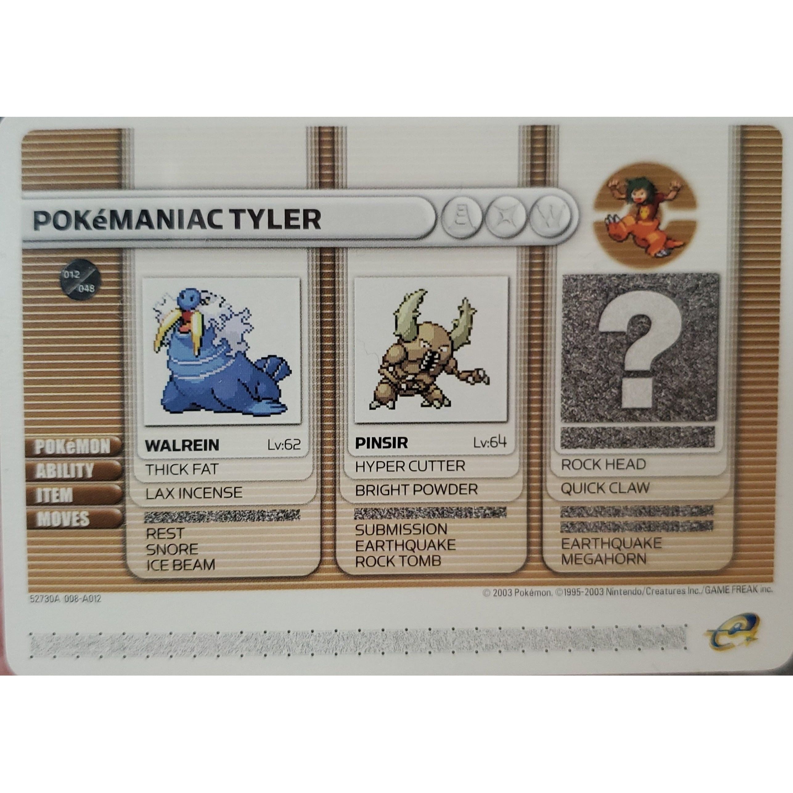 GBA - Carte de Combat Pokémon - Pokemaniac Tyler
