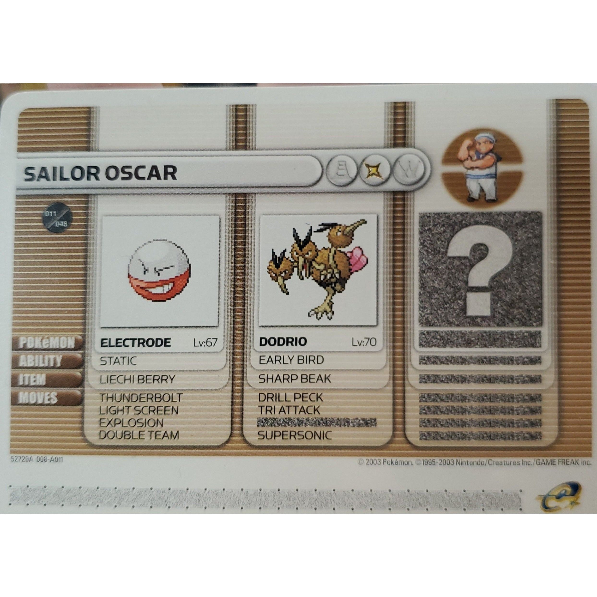 GBA - Pokemon Battle Card - Sailor Oscar