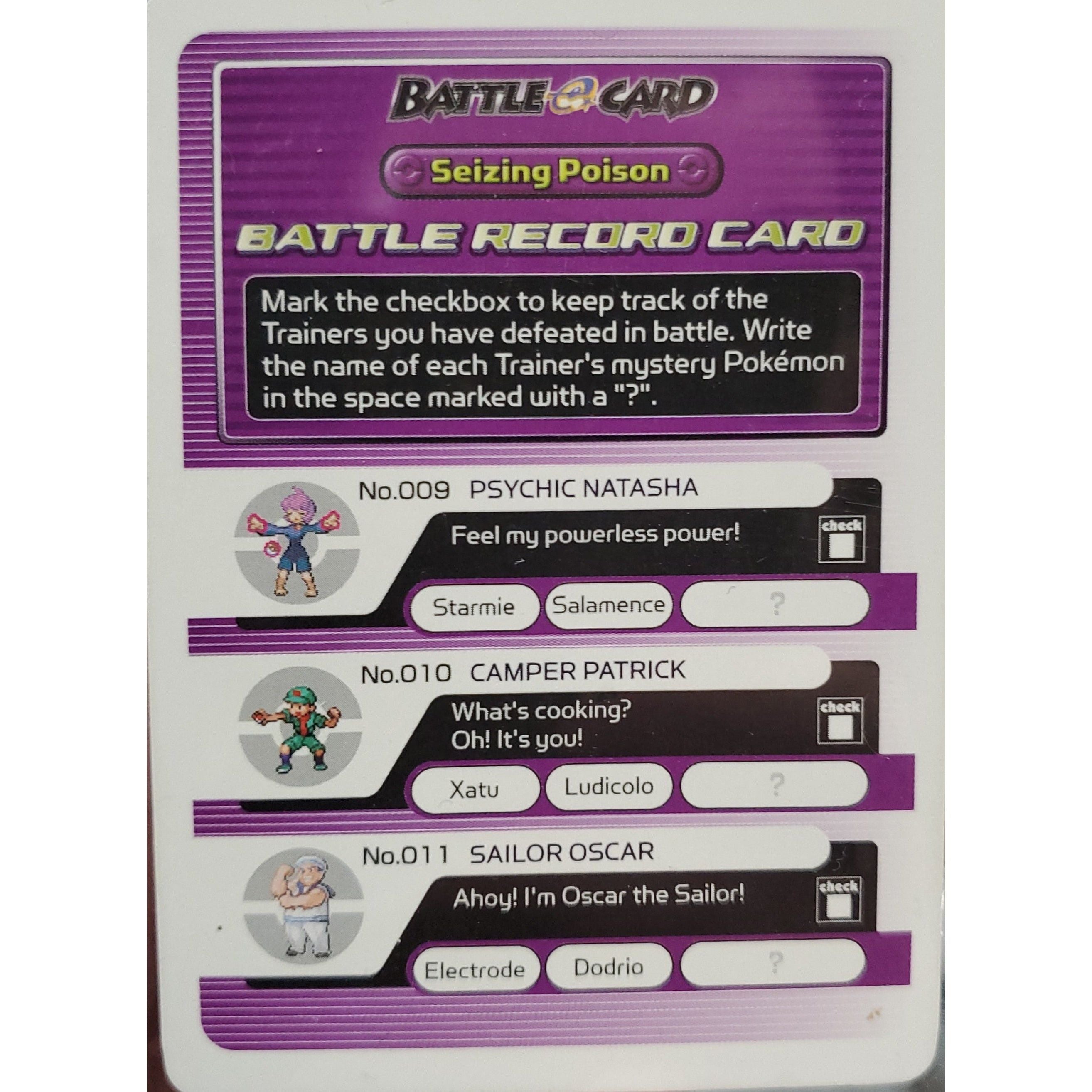 GBA - Carte de combat Pokémon - Chariot d'enregistrement de bataille de saisie de poison
