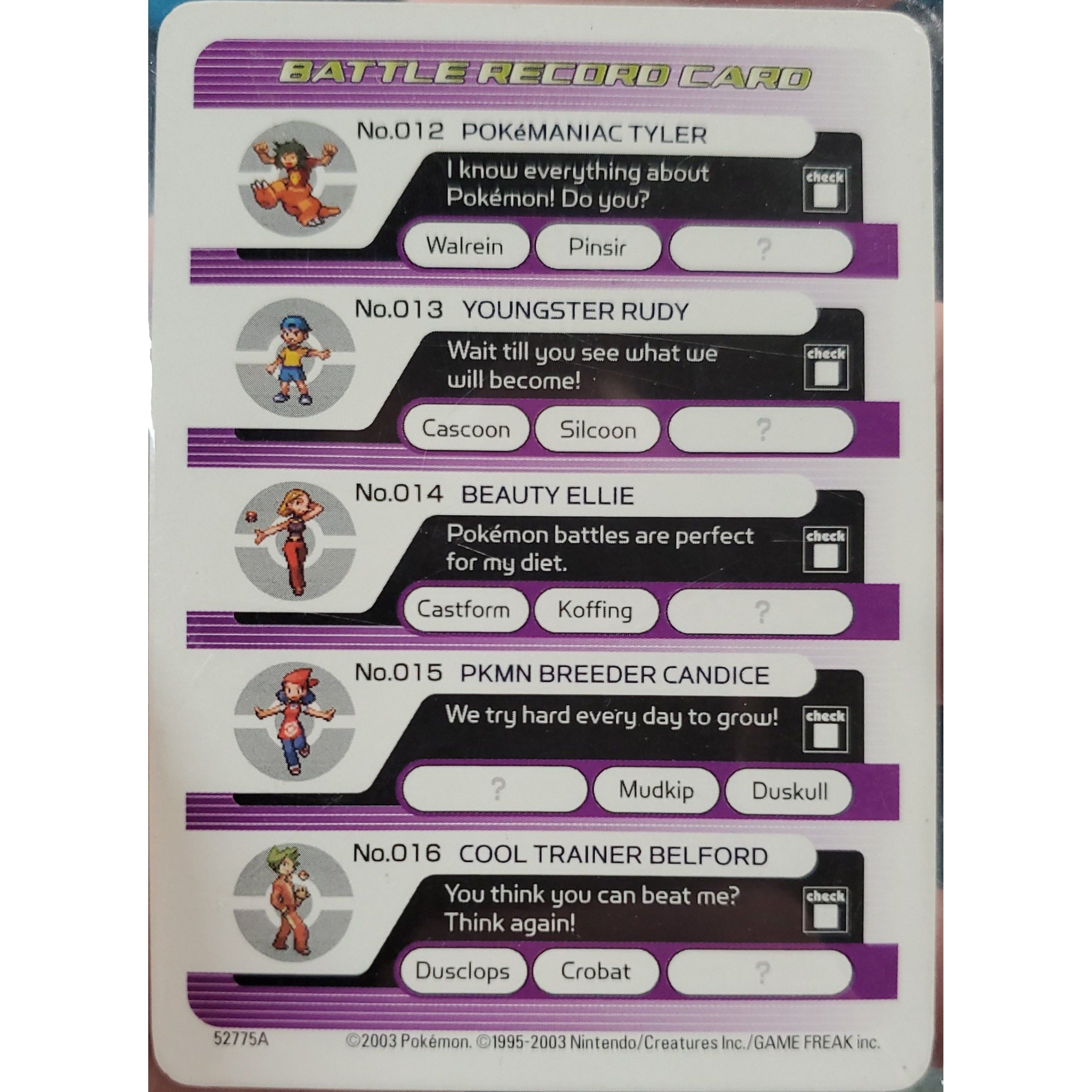 GBA - Pokemon Battle Card - Seizing Poison Battle Record Cart
