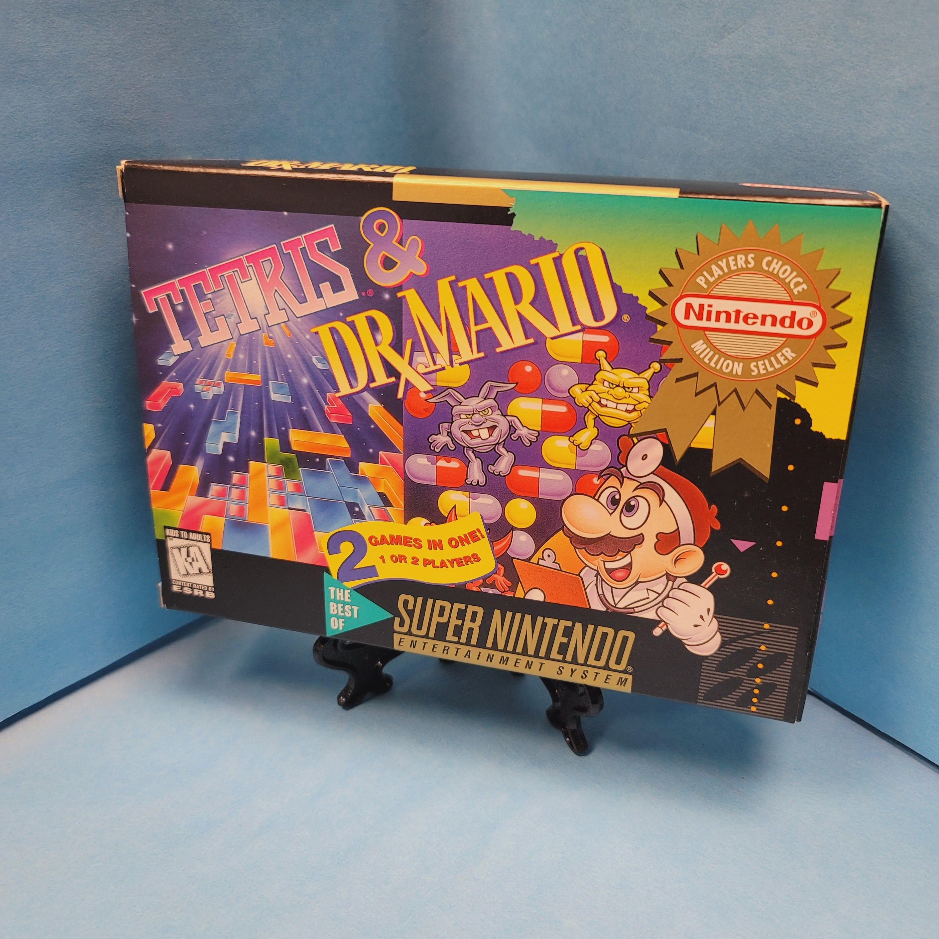 SNES - Tetris &amp; Dr. Mario (Complet dans la boîte / Choix du joueur / A+ / Avec manuel)