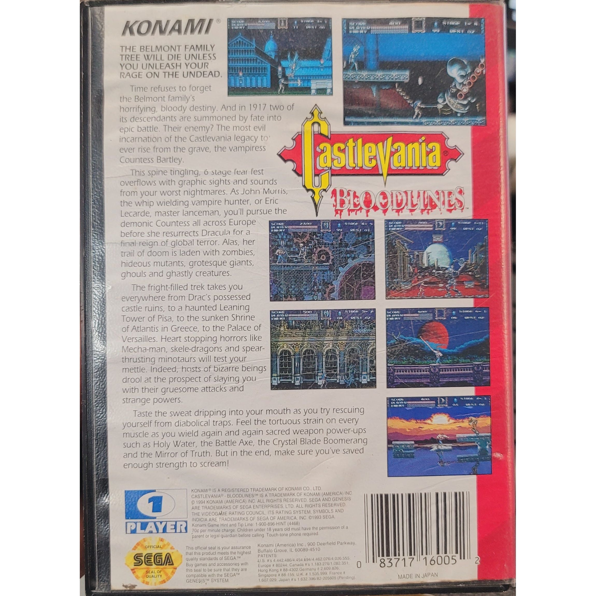 Genesis - Castlevania Bloodlines (In Case / Rough Cover Art)