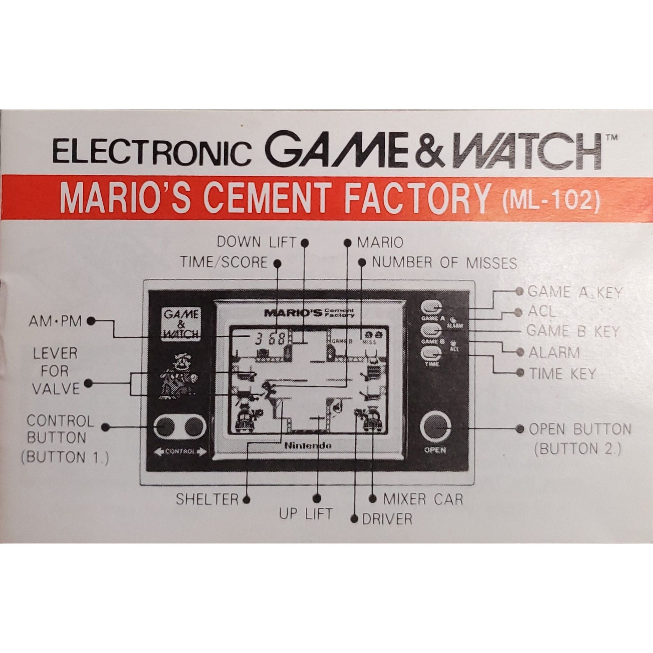 Game & Watch - Mario's Cement Factory (Manual) (ML-102)