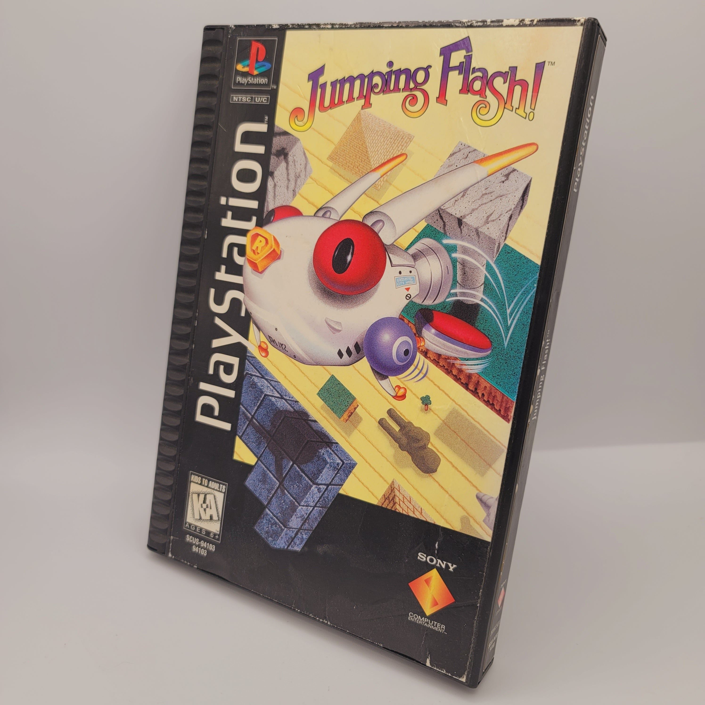 PS1 - Jumping Flash! (Long Box / Broken Case Spindle)