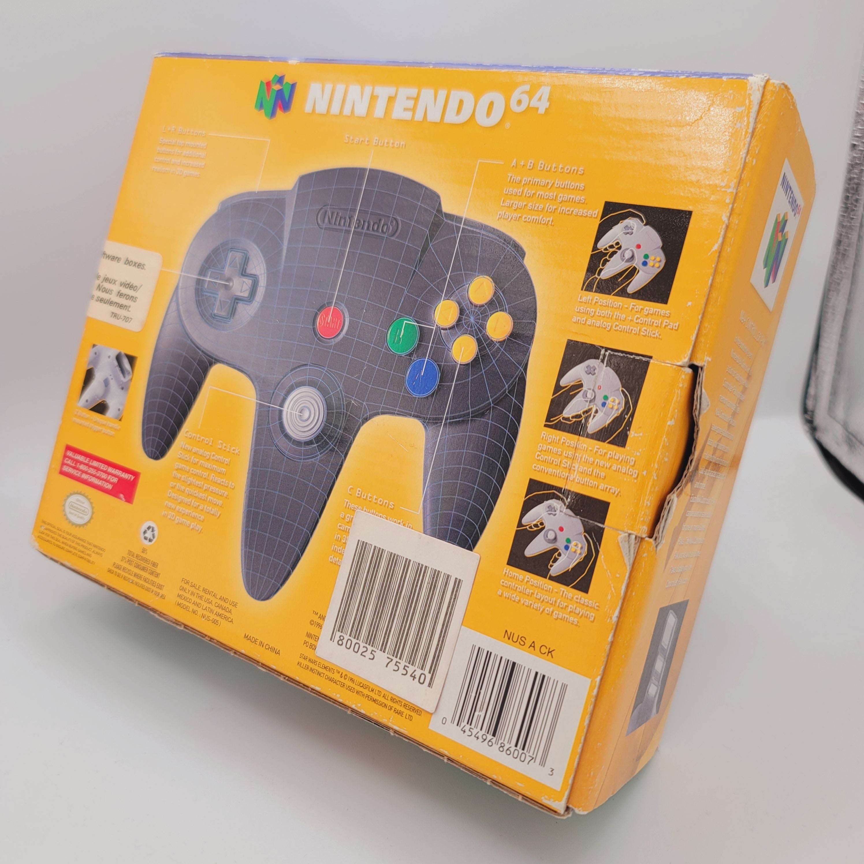 Branded Nintendo 64 Controller (Complete in Box / Black / No Manual)