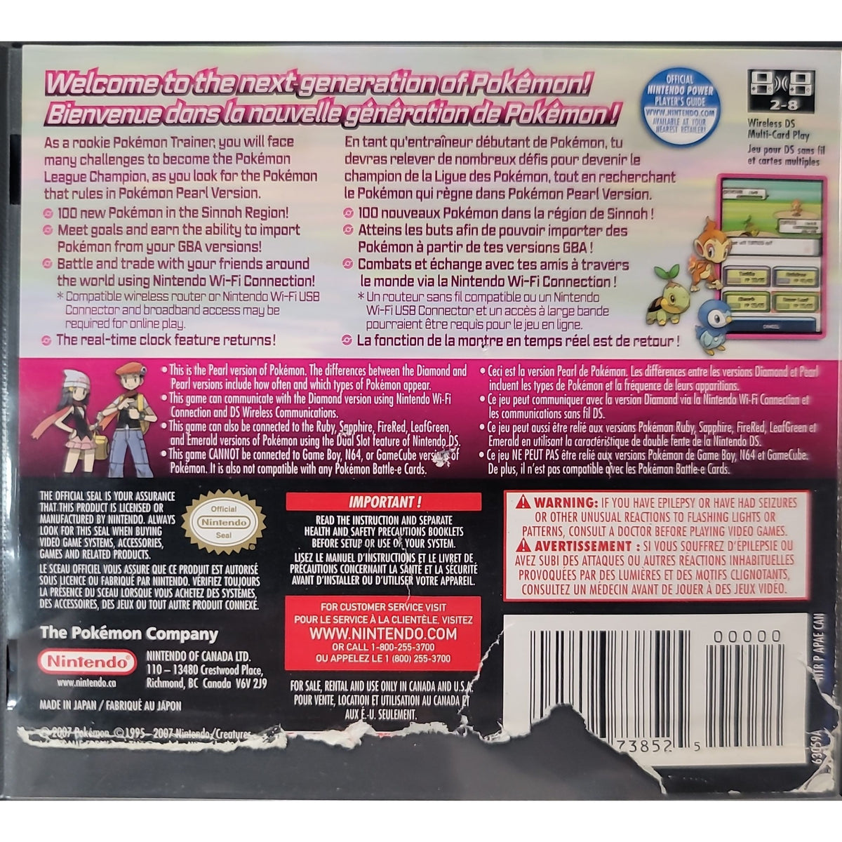 DS - Pokemon Pearl (Worn Cover / With Manual)