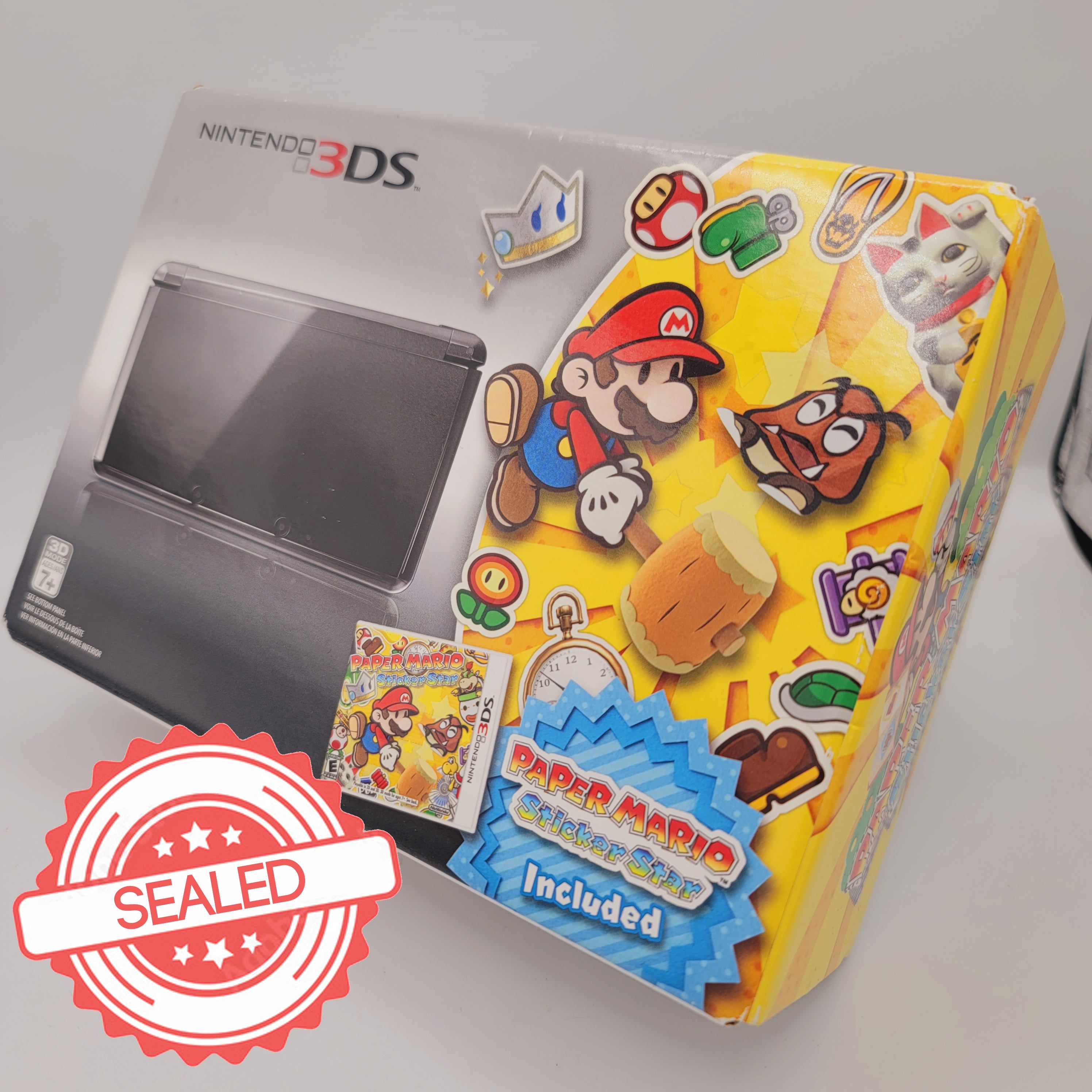 3DS System Black Paper Mario Sticker Star Bundle Sealed Box