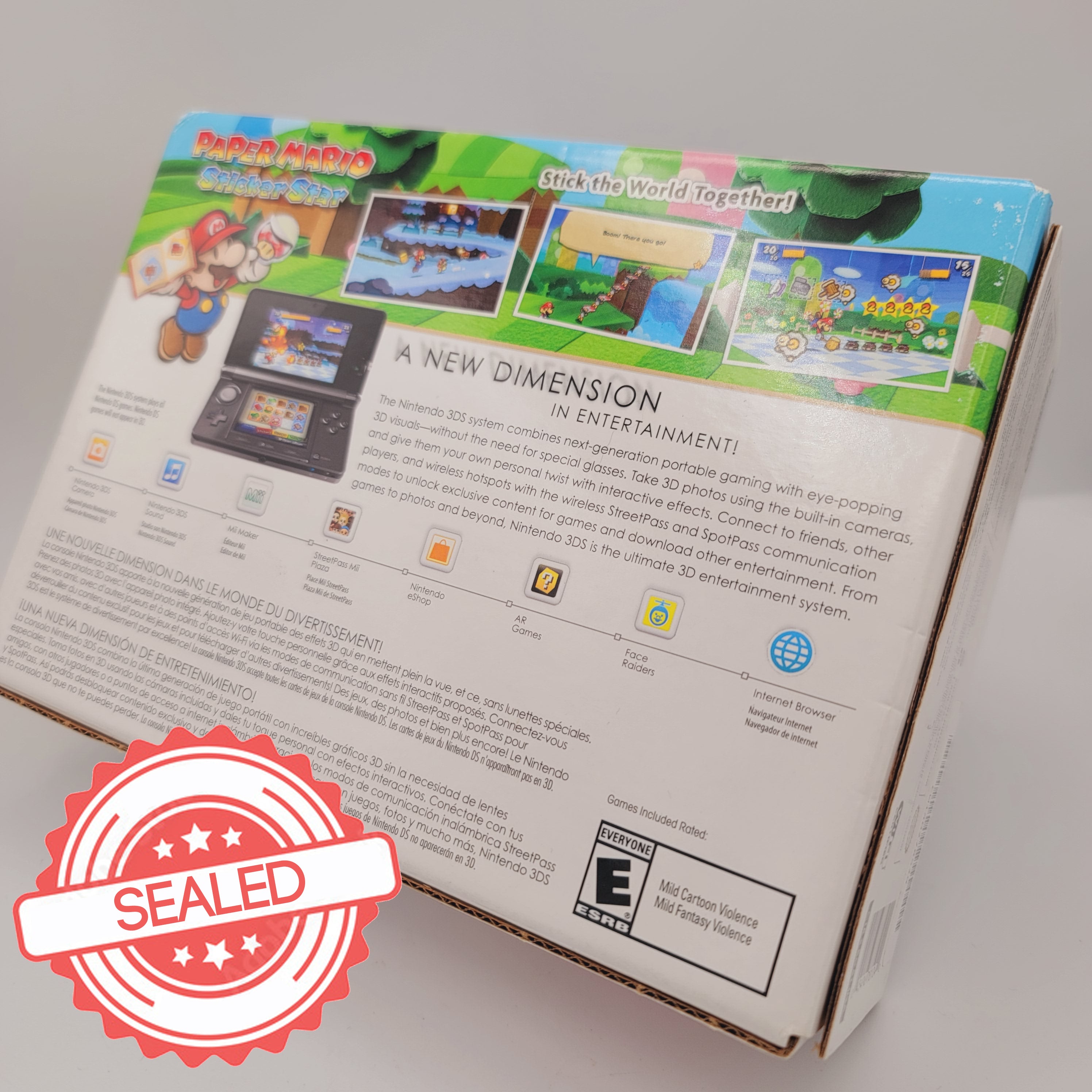 3DS System Black Paper Mario Sticker Star Bundle Sealed Box