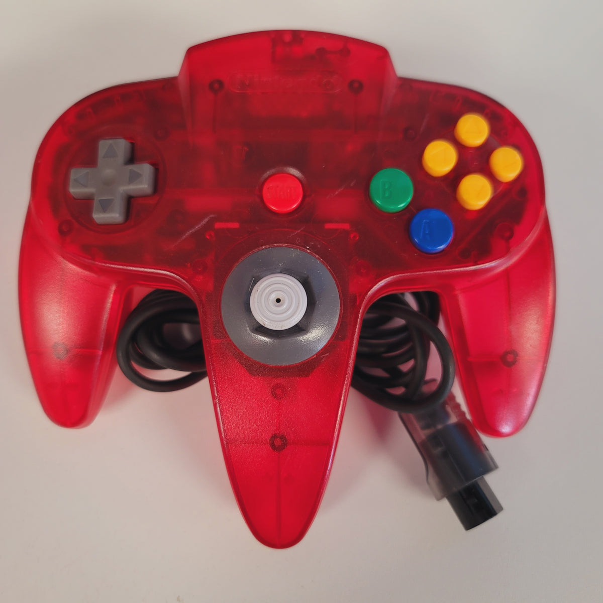 Branded Nintendo 64 Controller (Watermelon Red / Smoke Grey Plug)