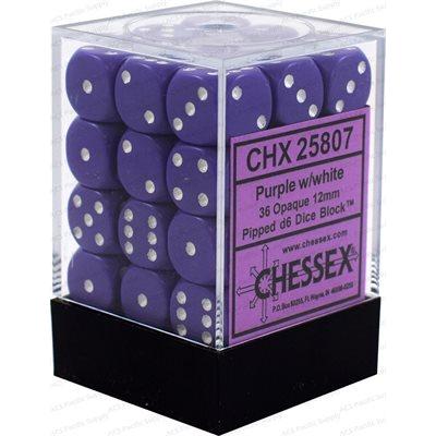 Dés - Ensemble de dés opaques 36 D6 pièces (violet/blanc) 