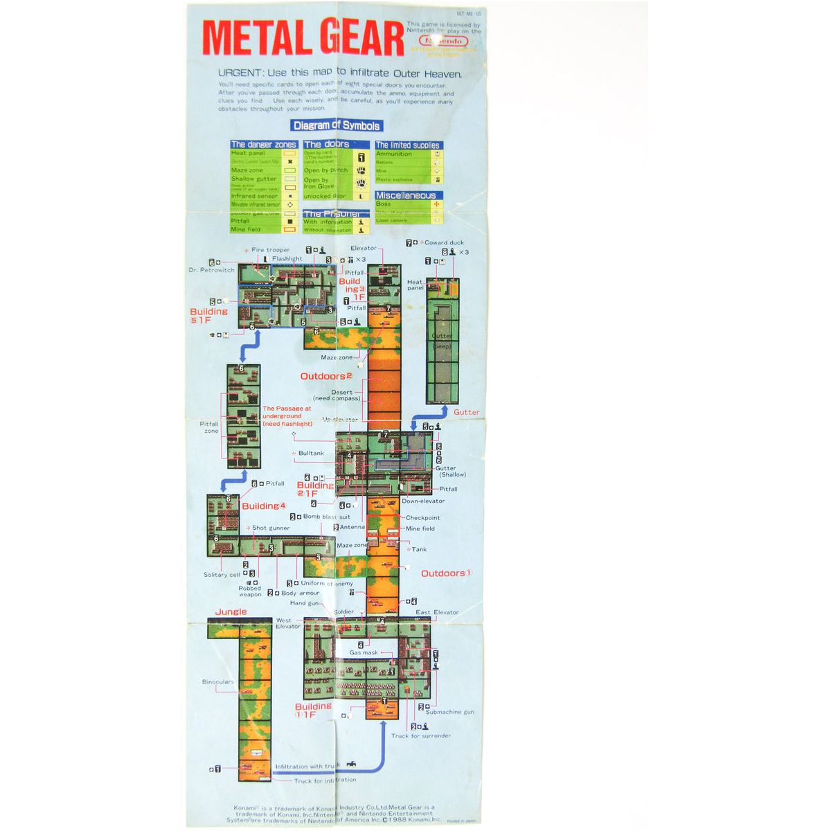 NES - Metal Gear Map (Manual / Worn)