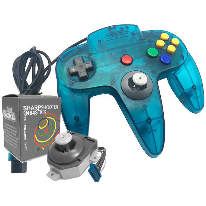 Branded Nintendo 64 Controller with New Analog Stick (Ice Blue)