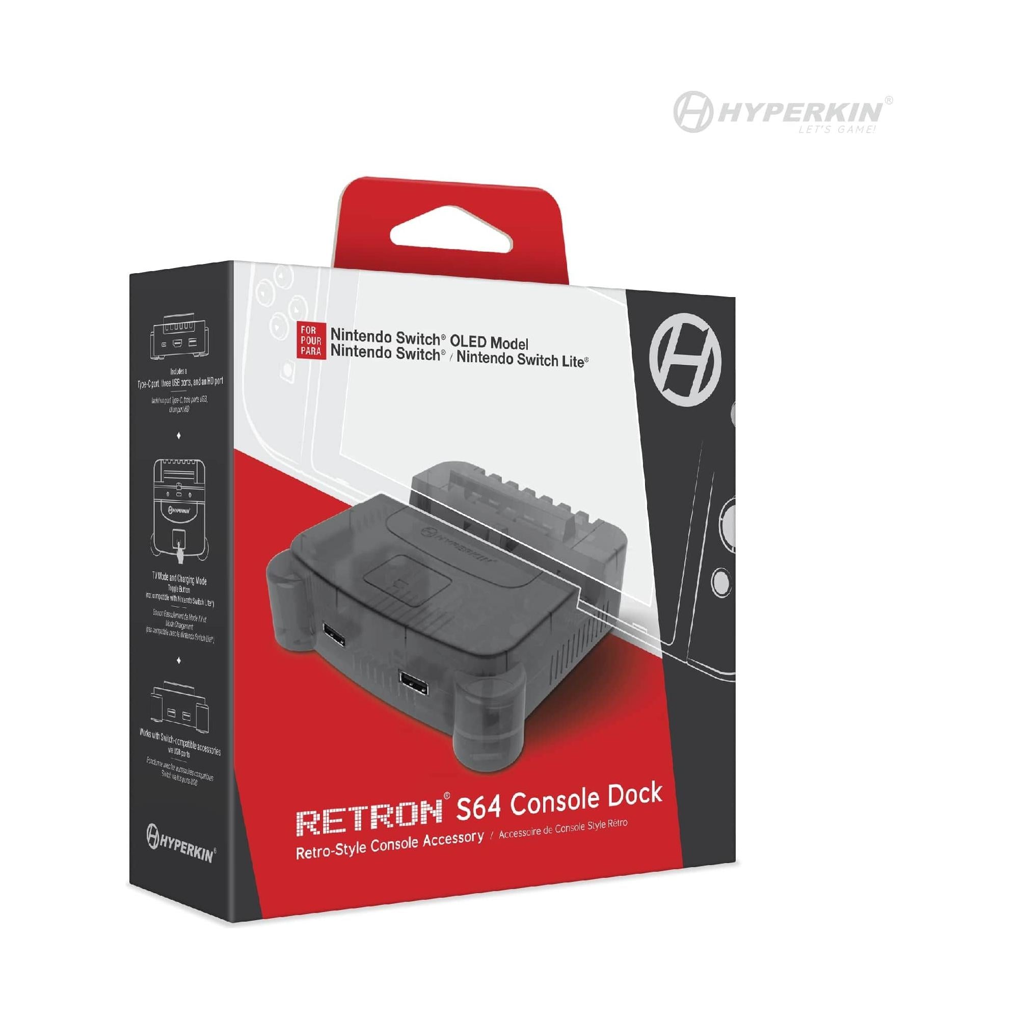 Station d'accueil pour console RetroN S64 pour Nintendo Switch (gris fumée)