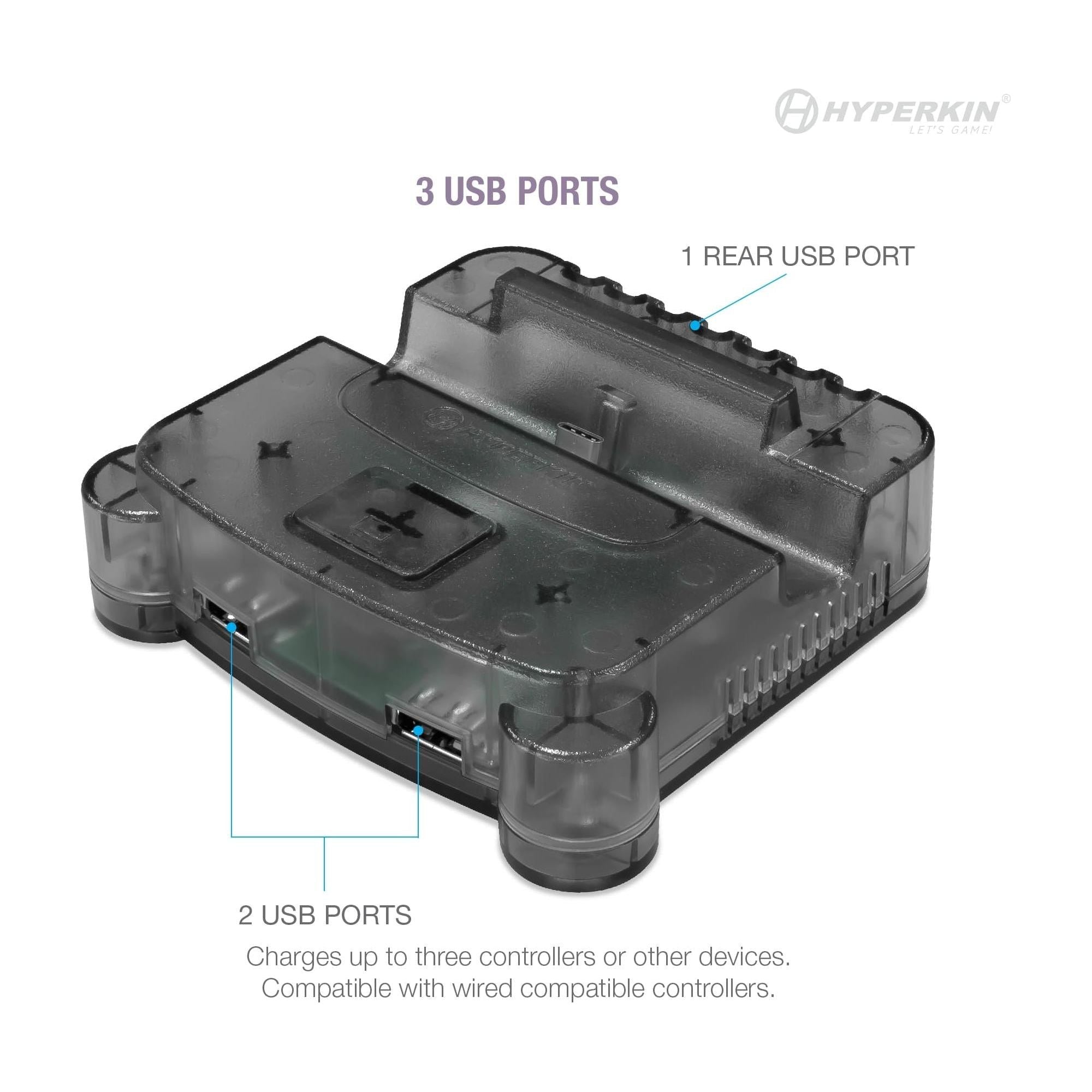 Station d'accueil pour console RetroN S64 pour Nintendo Switch (gris fumée)