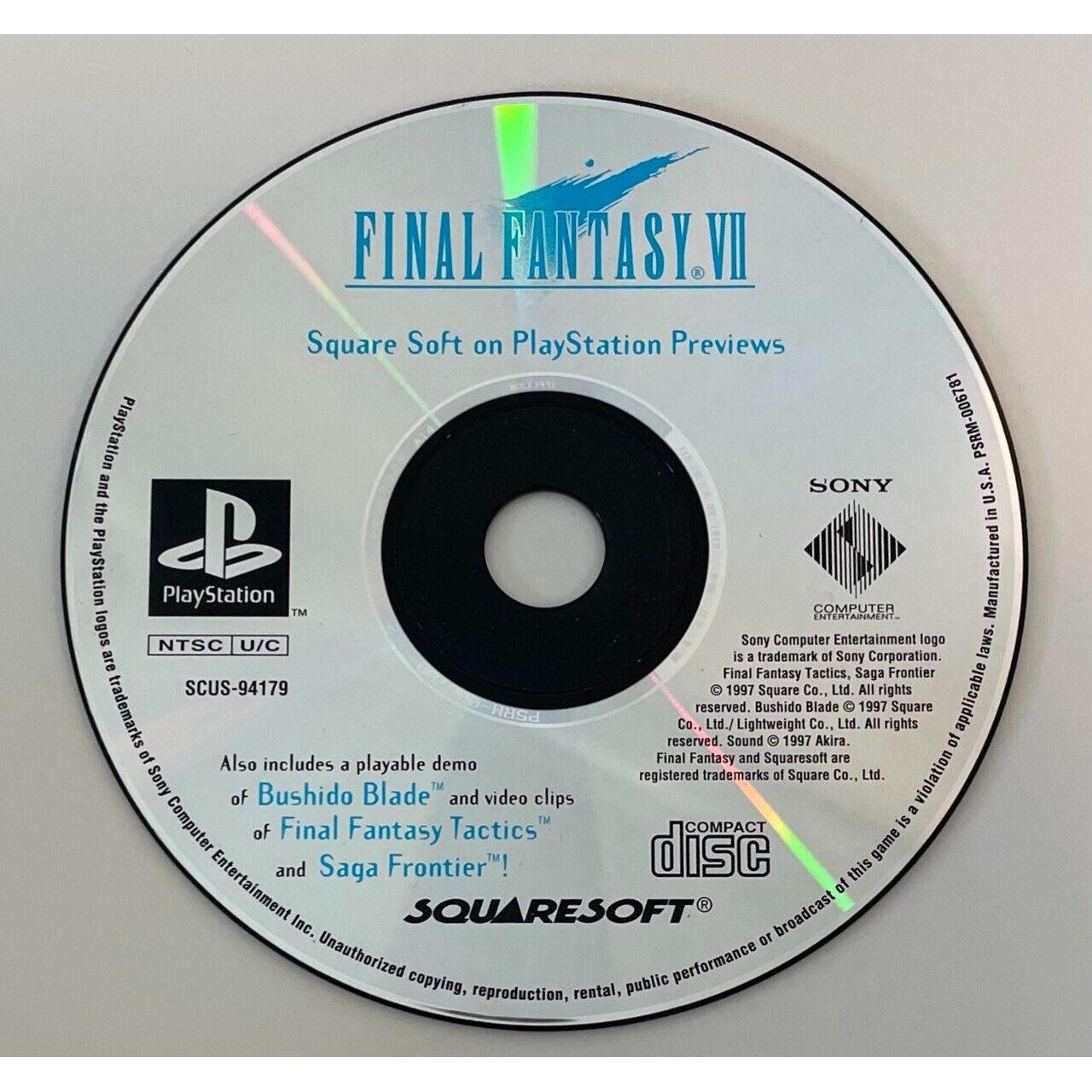 PS1 - Final Fantasy VII Squaresoft on PlayStation Previews