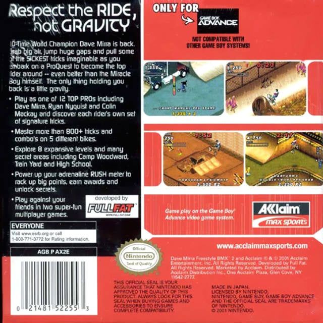 GBA - Dave Mirra Freestyle BMX 2 (complet dans la boîte)