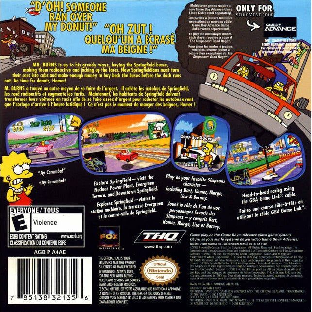 GBA - The Simpsons Road Rage (Cartridge Only)