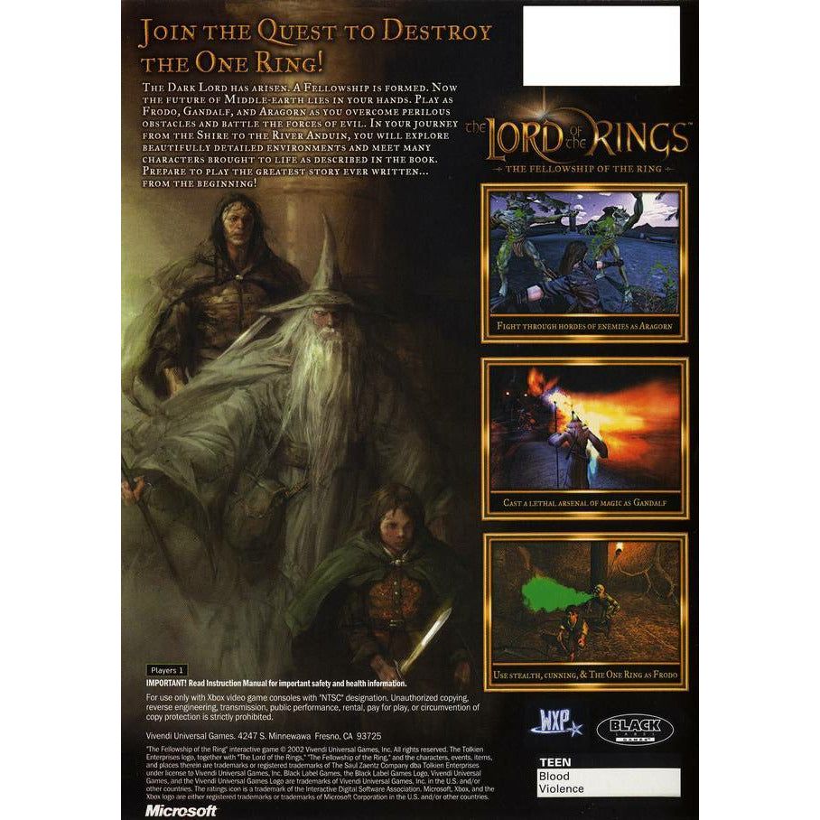 XBOX - The Lord of the Rings the Fellowship of the Ring