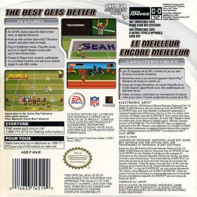 GBA - Madden NFL 2003 (Cartridge Only)