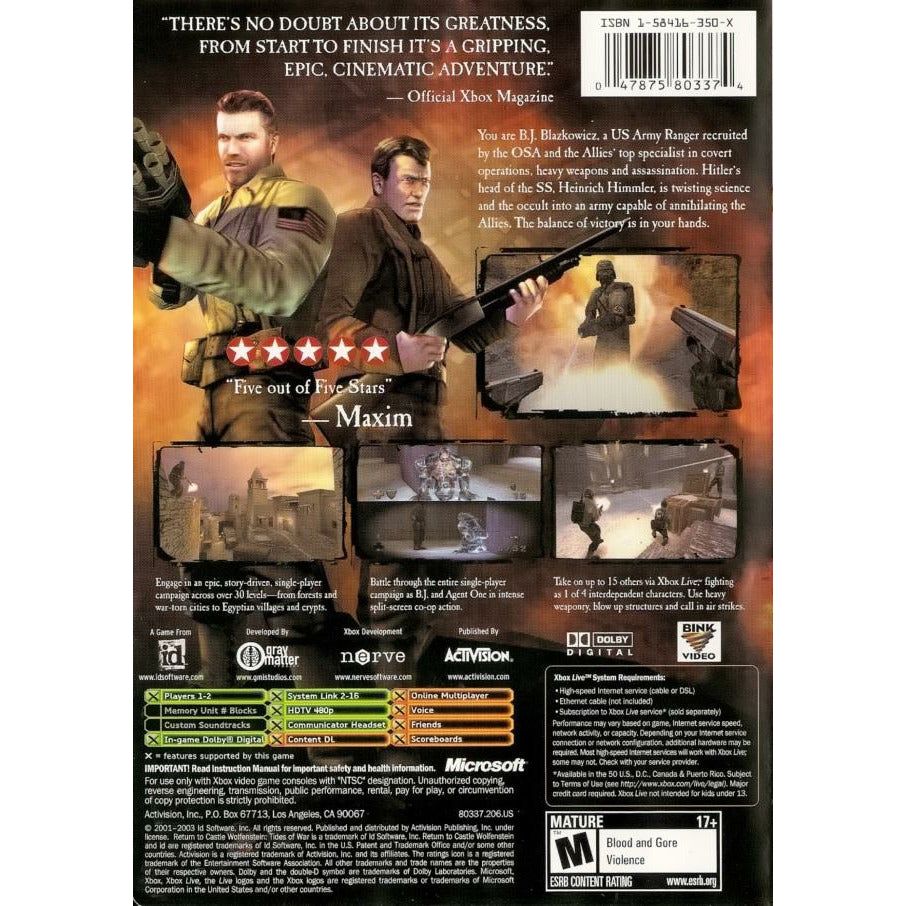 XBOX - Return to Castle Wolfenstein: Tides of War (Platinum Hits)