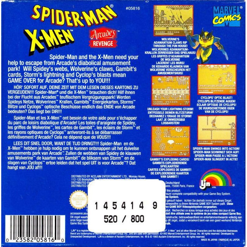 GB - Spider-man X-men Arcade's Revenge (cartouche uniquement)