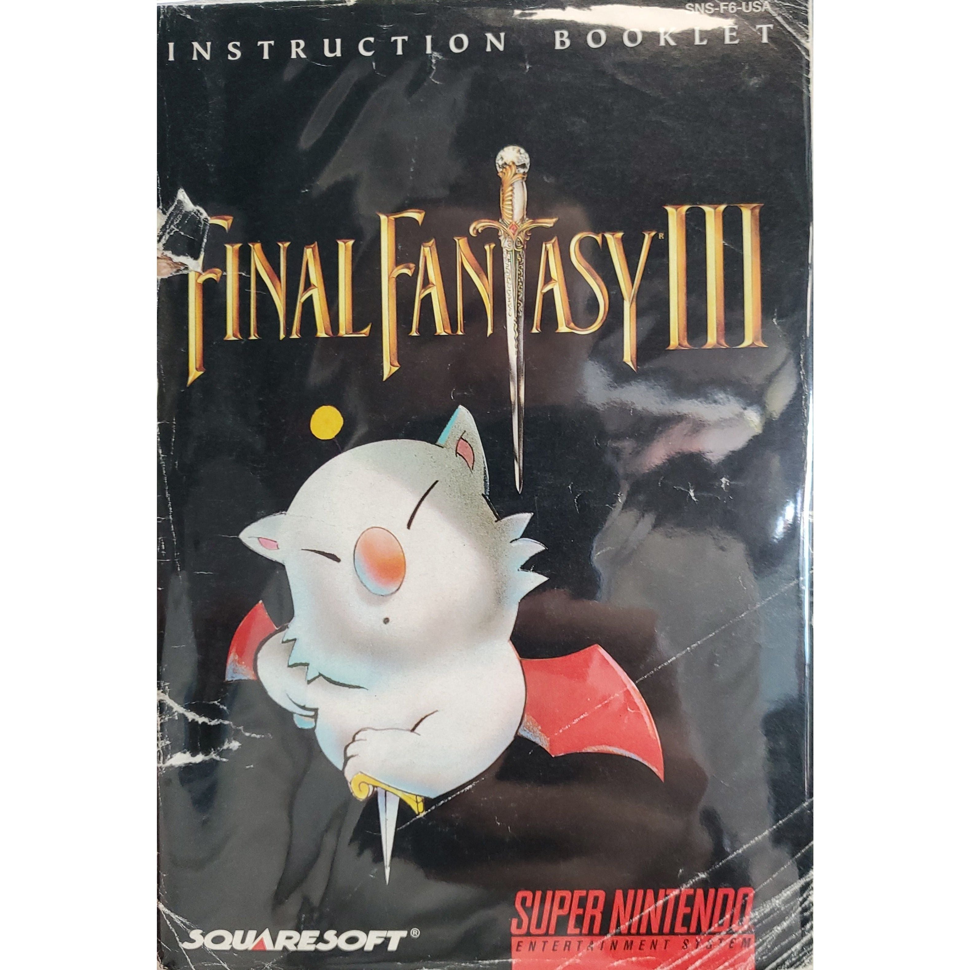 SNES - Final Fantasy III (Manual & Map / Worn)
