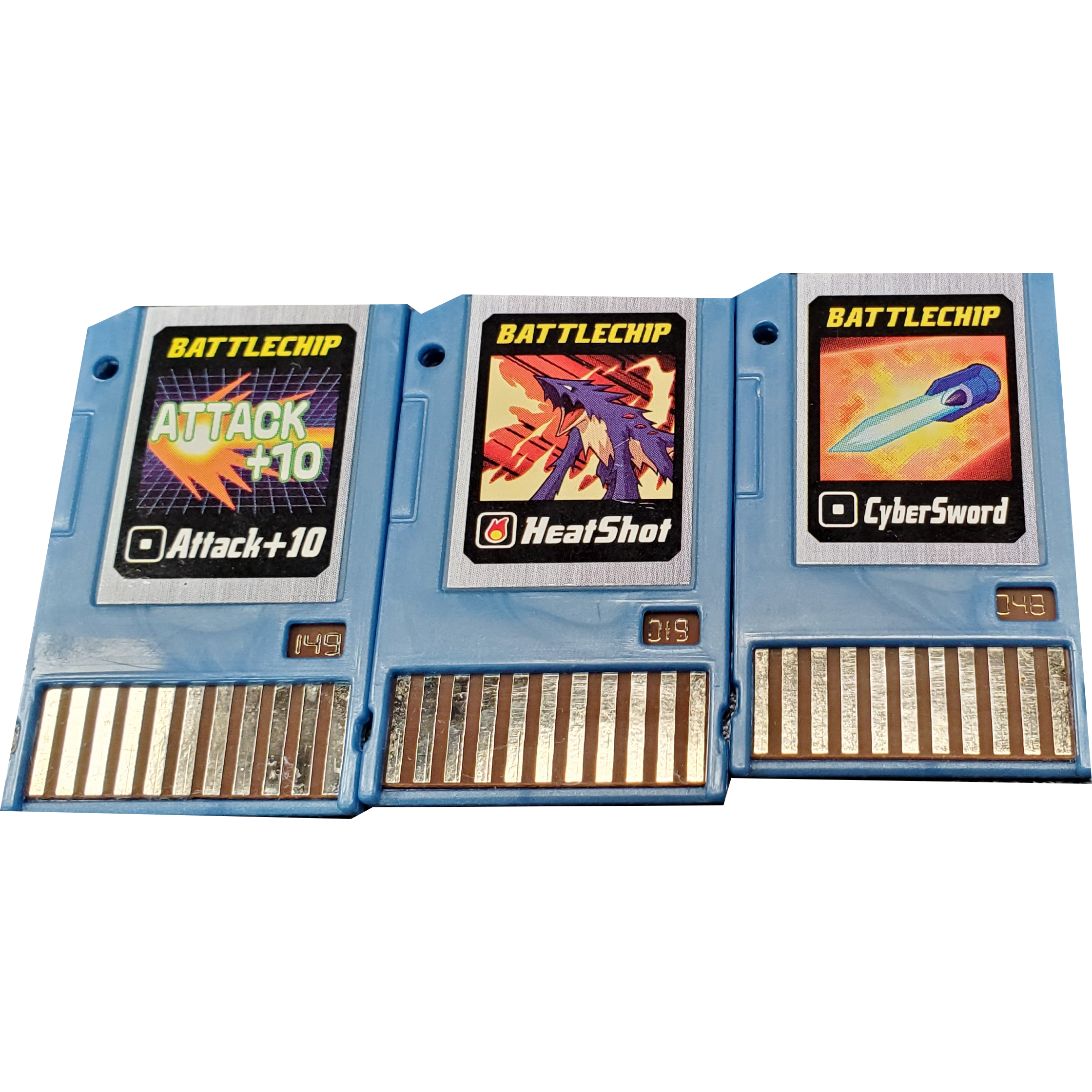 Mega Man Battlechips (Heatshot, CyberSword and Attack +10)