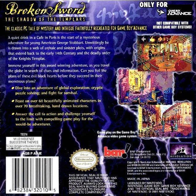 GBA - Broken Sword - The Shadow of the Templars (Cartridge Only)