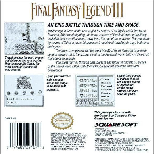GB - Final Fantasy Legend III (Cartridge Only)
