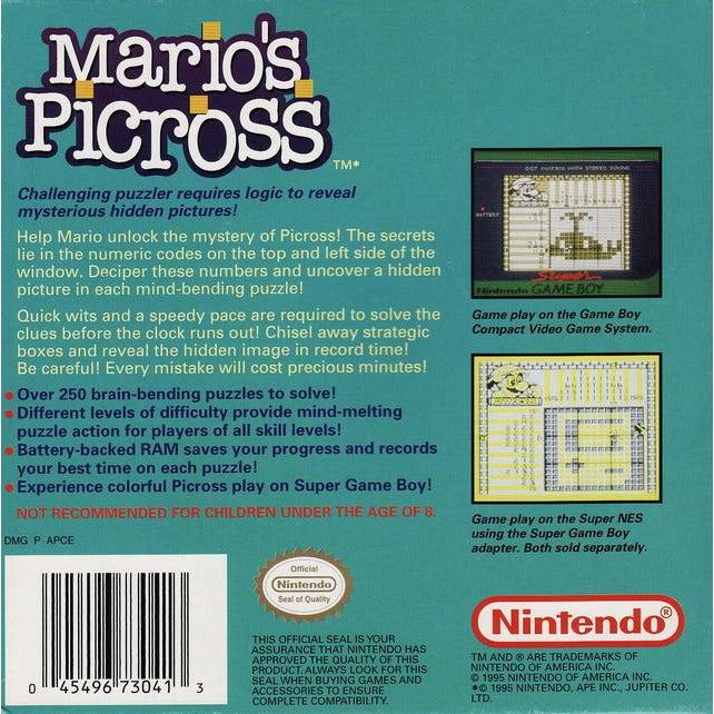GB - Mario's Picross ( Cartridge Only)