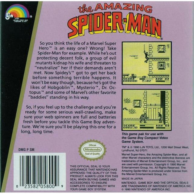 GB - The Amazing Spider-Man (Cartridge Only)