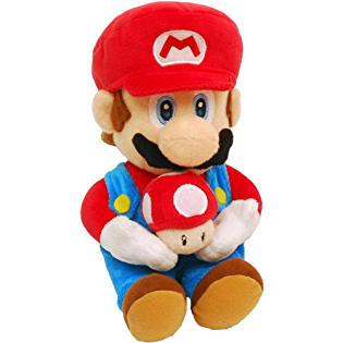 Mario avec peluche champignon rouge 7 pouces
