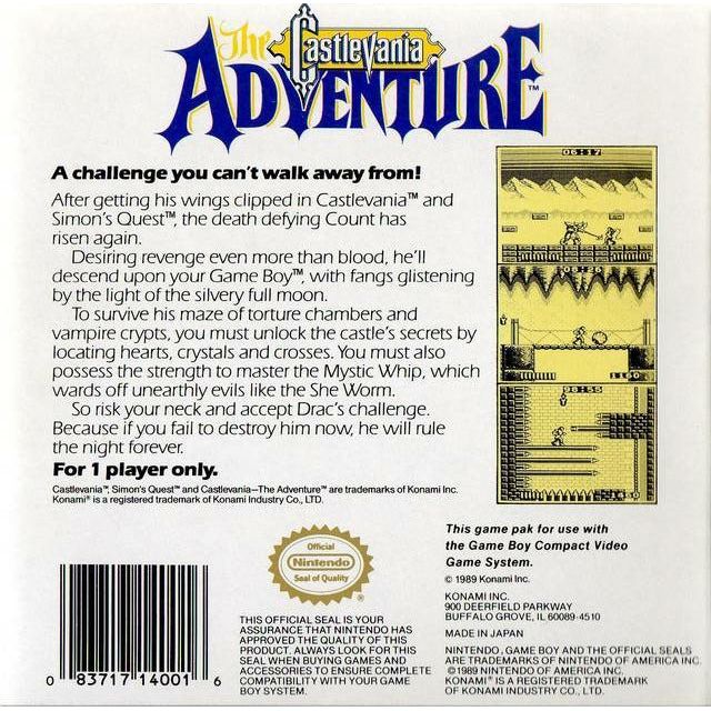 GB - Castlevania The Adventure (Cartridge Only)