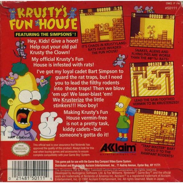GB - Krusty's Fun House (Cartridge Only)