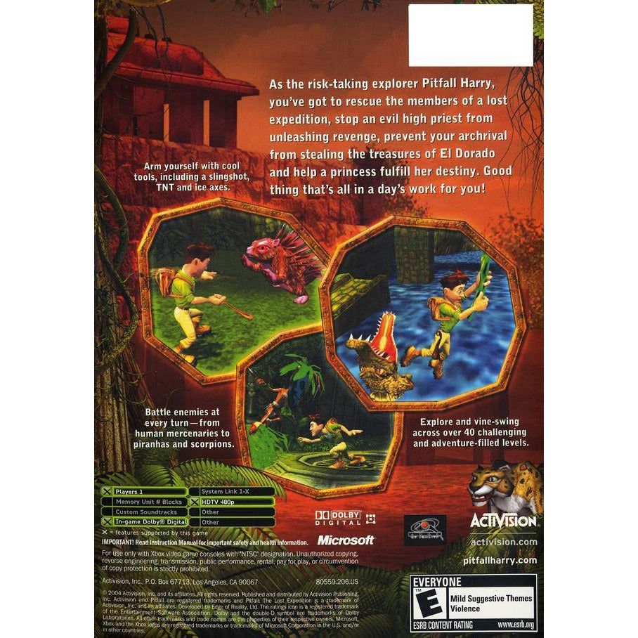XBOX - Pitfall - The Lost Expedition (Couverture imprimée)