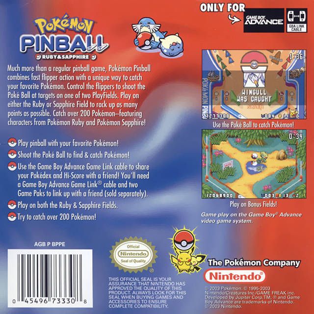 GBA - Pokémon Pinball Rubis et Saphir (cartouche uniquement)
