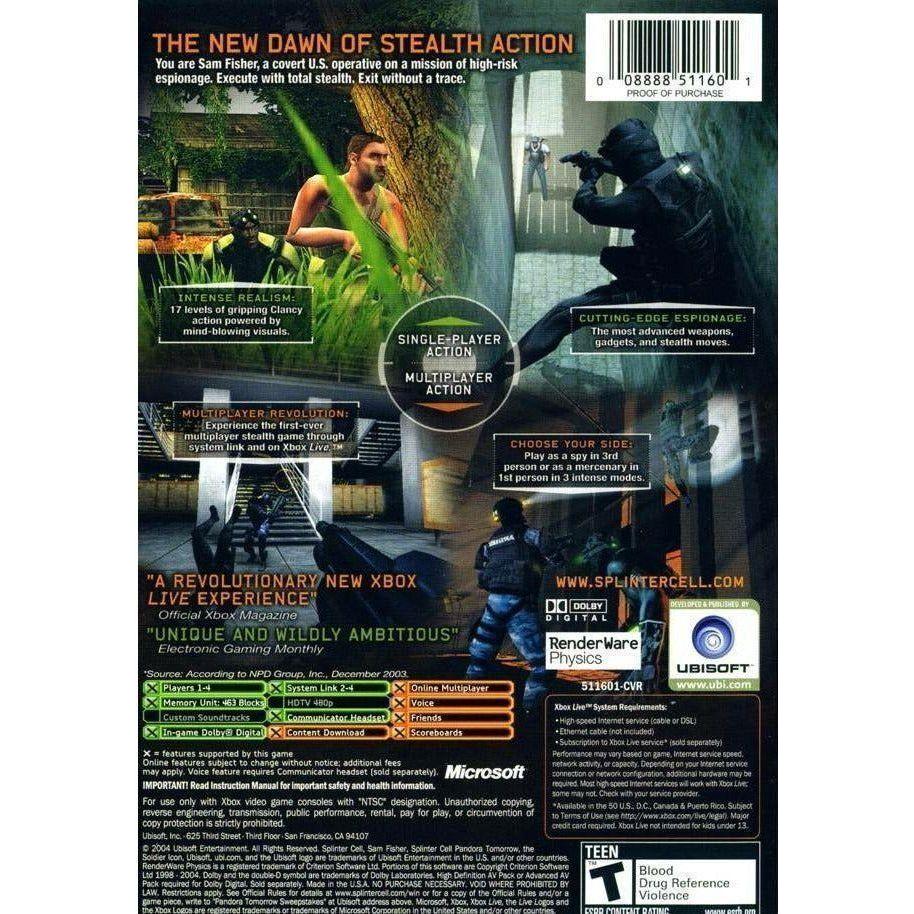 XBOX - Splinter Cell Pandora de Tom Clancy demain