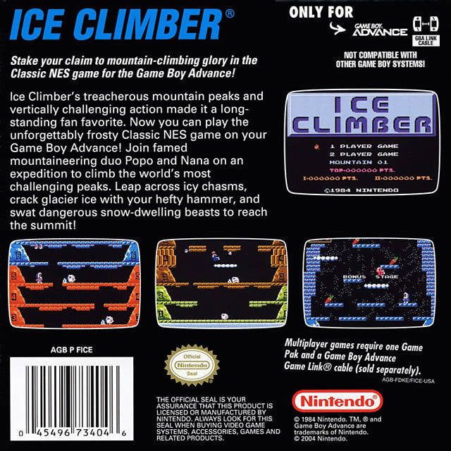 GBA - Grimpeur de glace classique de la série NES (cartouche uniquement)