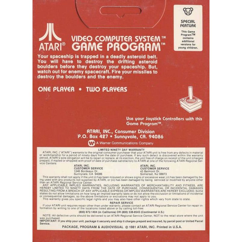 Atari 2600 - Asteroids (Cartridge Only)