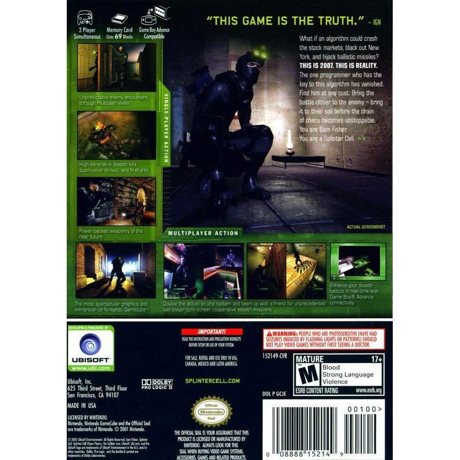 GameCube - Théorie du chaos de Splinter Cell de Tom Clancy