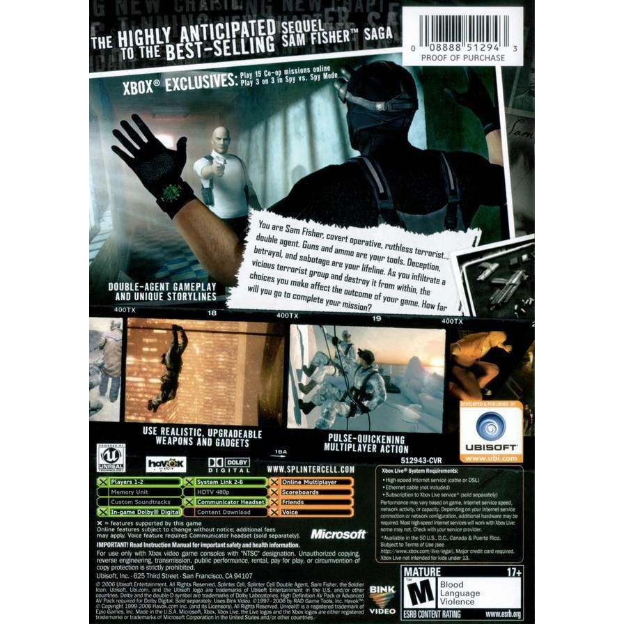 XBOX - Tom Clancy's Splinter Cell Double Agent (Sealed)