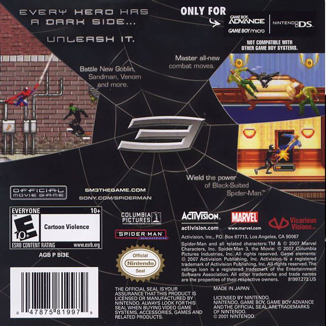 GBA - Spider-Man 3 (Cartridge Only)