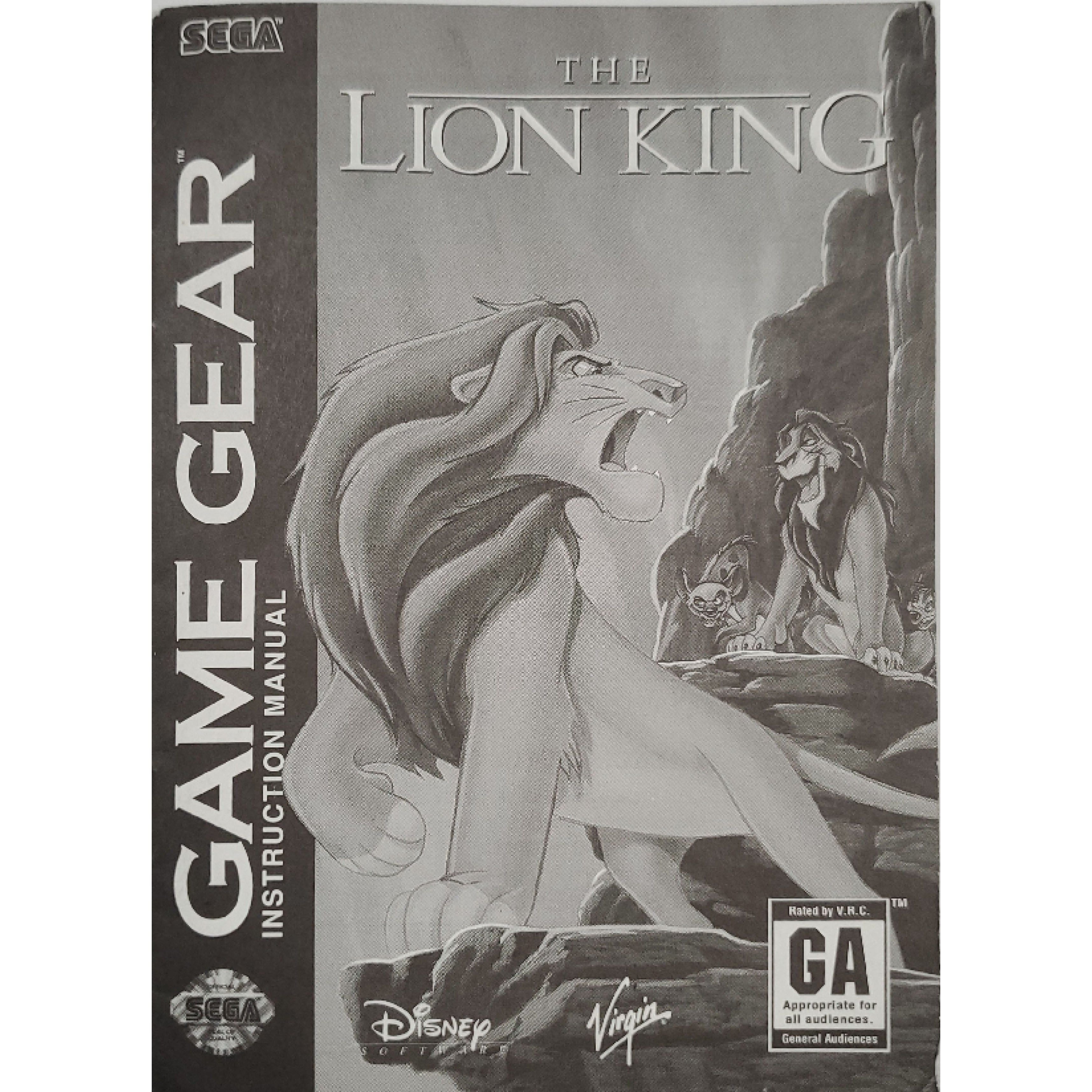 GameGear - The Lion King (Monochromatic Manual)