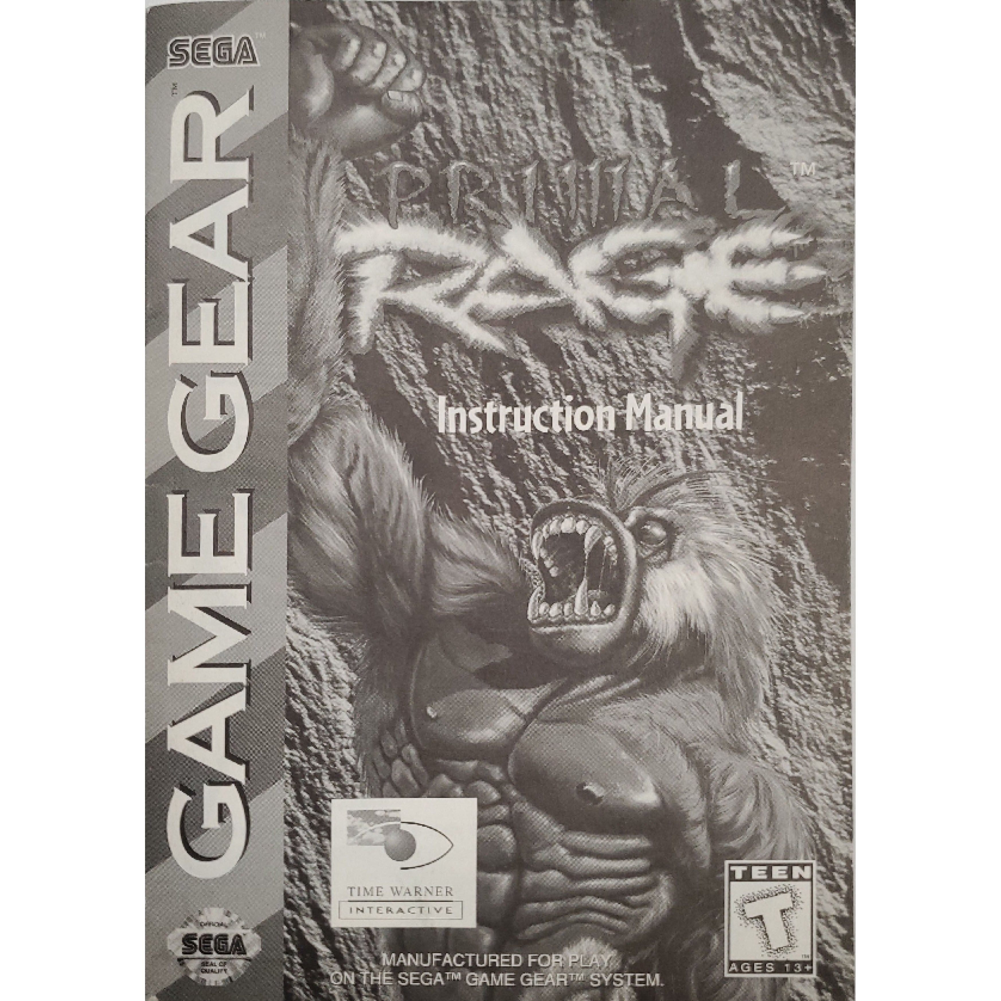 GameGear - Primal Rage (Monochromatic Manual)