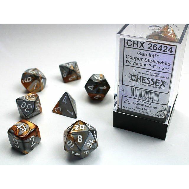 Dice - 7 Piece Gemini Dice Set (Copper/Steel&White)