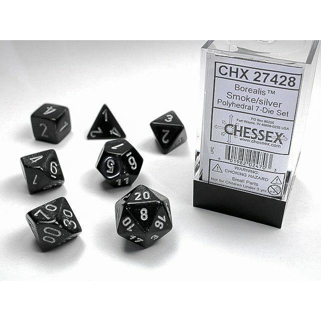 Dice - 7 Piece Borealis Dice Set (Smoke/Silver)