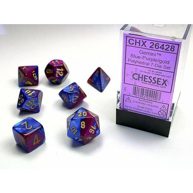 Dice - 7 Piece Gemini Dice Set (Blue/Red&Gold)