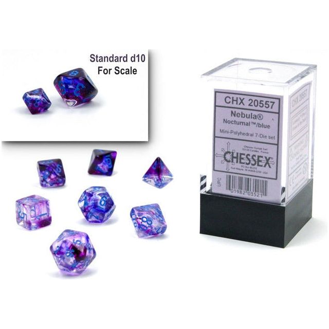 Dice - 7 Piece Mini Nebula Dice Set (Nocturnal/Blue)