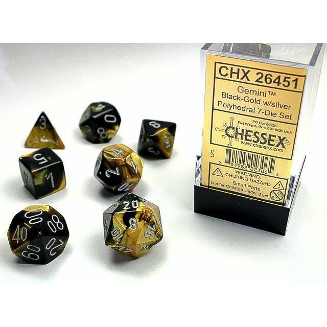 Dice - 7 Piece Gemini Dice Set (Black/Gold&Silver)